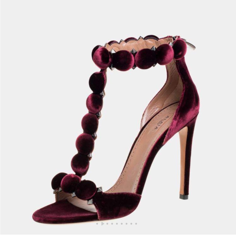 Authentic Alaia Red T-Strap Heels with Stiletto
